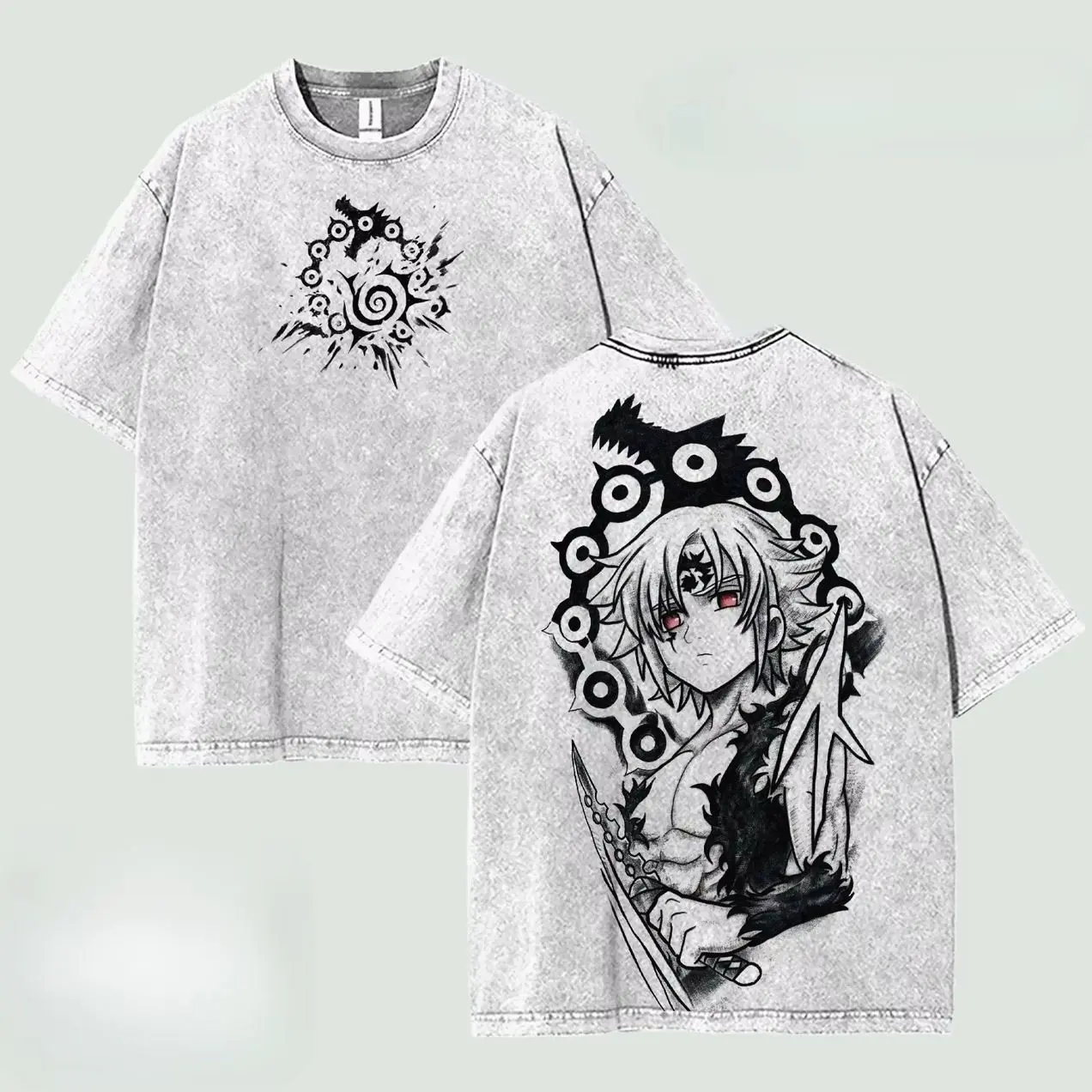 The Seven Deadly Sins Anime T-shirt Meliodas Y2k Washed Oversized T Shirt Summer Short Sleeve Cotton Tee Tops Men's Clothing 1