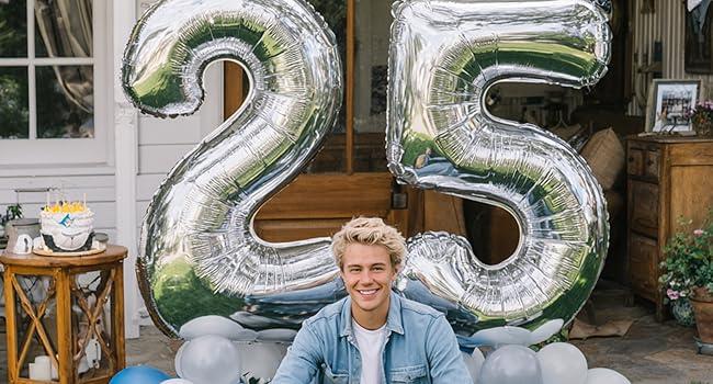 40 Inch Extra Large Silver Number Balloons 0-9, Foil Mylar Helium Balloons for 13th, Sweet 16, 18th, 21st, 30th, 40th Birthday Party Decor, Graduation Backdrop, Anniversary, Photo Booth Props