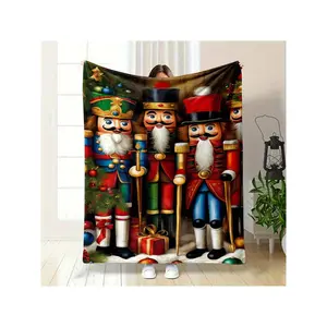 Cozy Christmas Nutcracker Throw Blanket - Soft 100% Flannel, Reversible, All-Season Comfort - Perfect For Sofa, Bed, Travel - Easy Care, Machine Washable - Festive Design In Multiple Sizes-30*40in