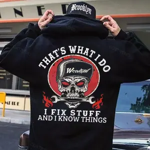 THAT'S WHAT I DO I FIX STUFF Skull With Wrench Print Men's T-shirt Sweater Hoodie