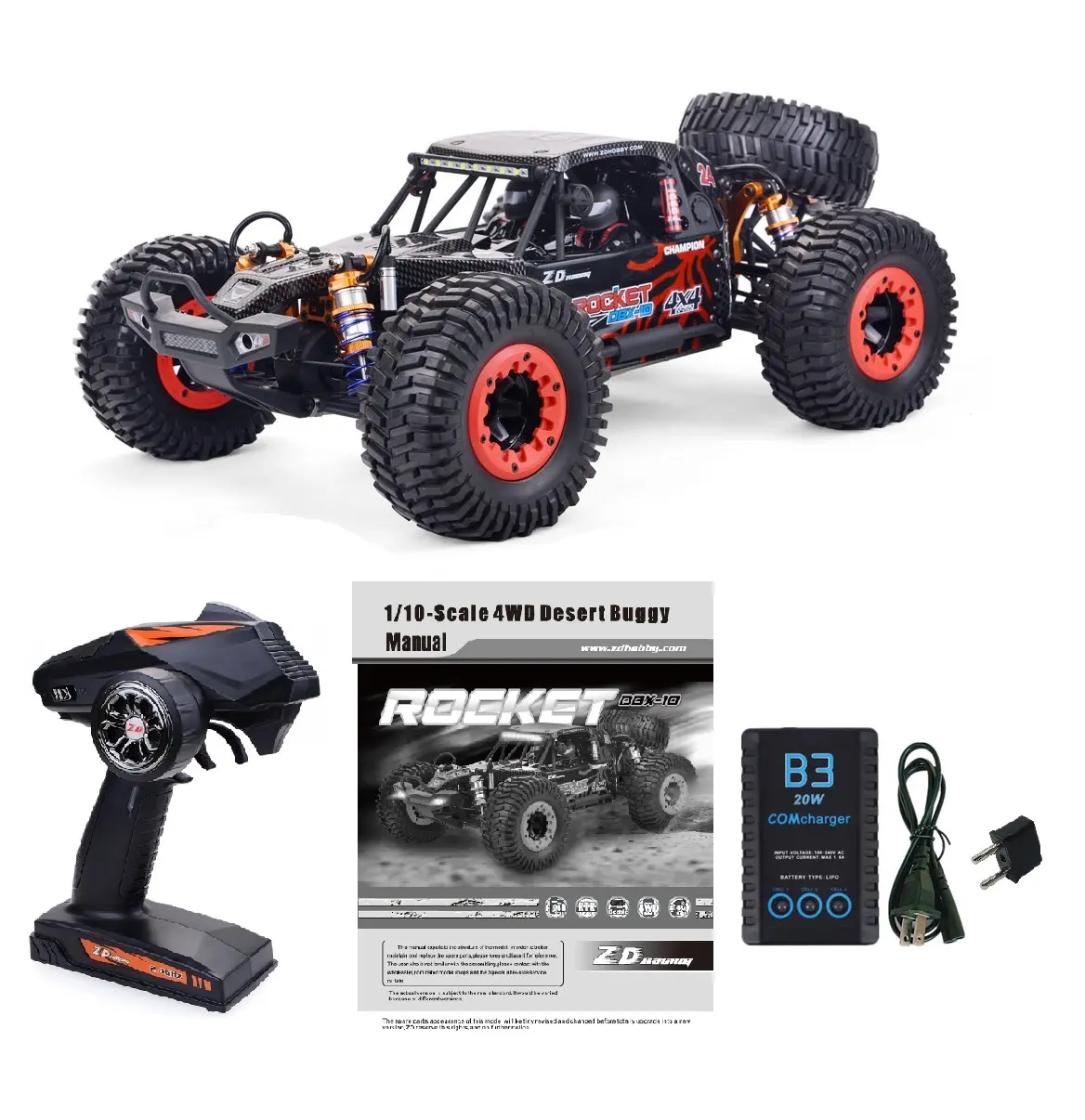 1/10 Scale Brushless Motor 4WD Remote Controlled Vehicle - Adult Off-Road RC Desert Buggy with High Efficiency, Authentic Look, 43 MPH Max Speed, Off-Road Wheels