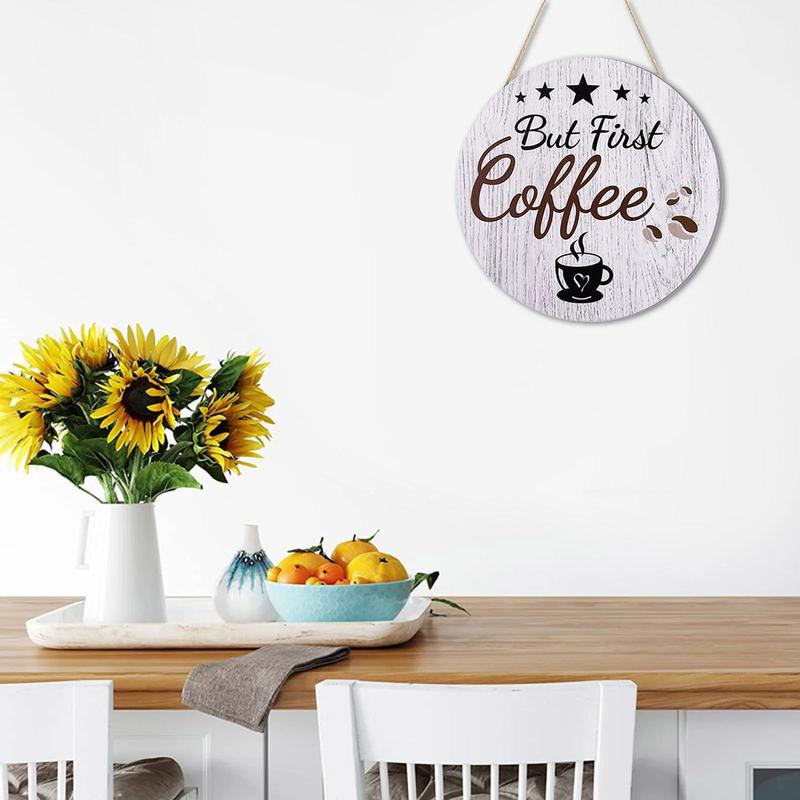 Bcfsvew Round Hanging Coffee Shop Slogan Decoration Painting Wall Decoration Wooden Listing Gift for Cat Lovers