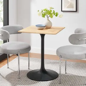 Modway Lippa 24” Square Wood Dining Table in Black Natural