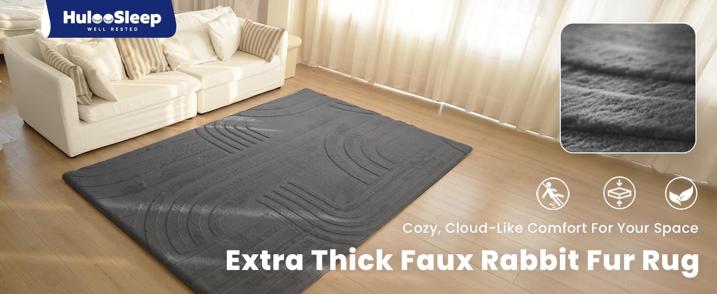 Huloo Sleep Ultra Soft 3D Carved Faux Rabbit Fur Baby Play Mat - 1.3" Extra Thick Fluffy Non-Slip Faux Fur Rug, All Seasons, Ideal for Nursery & Playroom Huloo Sleep Ultra Soft 3D Carved Faux Rabbit Fur Baby Play Mat - 1.3" Extra Thick Fluffy Non-Slip Faux Fur Rug, All Seasons, Ideal for Nursery & Playroom