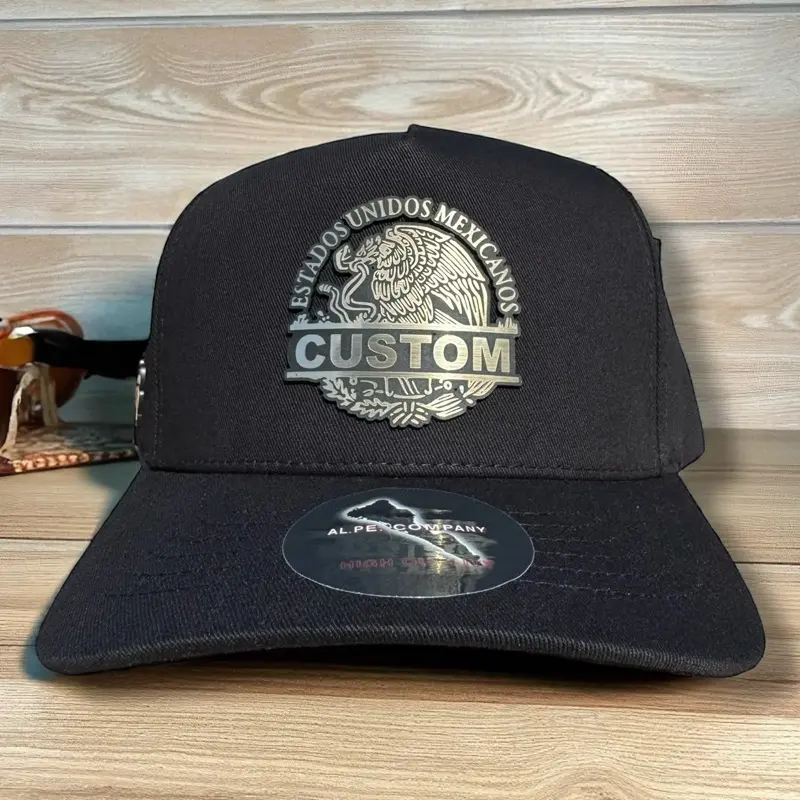 Cotton Snapback Custom Initials Hat, Mexico Escudo Design, High-Quality Personalized Cap with Your Text, Casual Hat, Snapback Hats
