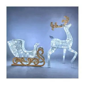 Joiedomi LED - Cotton 5ft Reindeer and 3.5ft Sleigh (White)