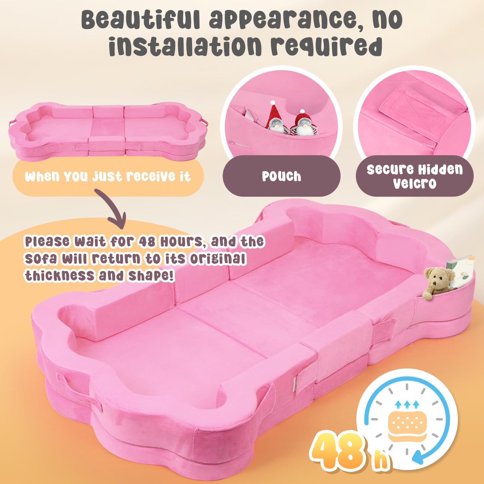 Portable Toddler Floor Bed,Foldable Toddler Travel Bed with Washable Cover for Kids,Soft and Safe