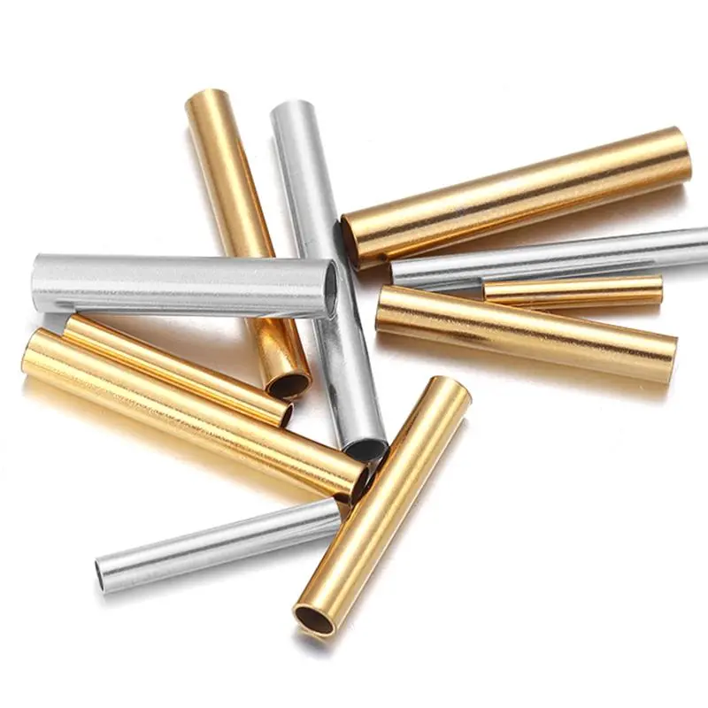 10pcs/Lot Stainless Steel Tube Spacer Beads Connector Straight Tube For Jewelry Making DIY Chock Necklace Making