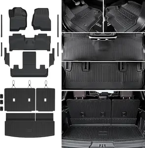 Floor Mats Cargo Mat for 2018-2024 Ford Expedition/Lincoln Navigator 7 Seats(Not for Max or L Model)  Accessories,  Weather TPE Cargo Liner Backrest Mats Door Sill Protectors(Mats Set)