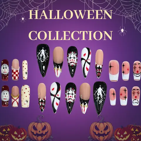 NailVesta HALLOWEEN COLLECTION – 100% Handcrafted 3D Press-On Nails | Reusable, Long-Lasting, Salon-Quality black lace nail art nail art holiday odorless debonder serum cat eye design brown soft gel short coffin acrylic false nail luxury jade y2k baddie