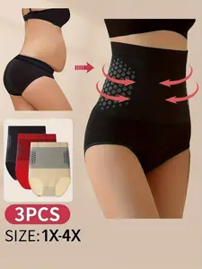 Women's Plus Size High Waist Shapewear Set, High Waist Shaper, Abdominal Control & Hip Lifting Design, Breathable Mesh Fabric, Colors, Underwear
