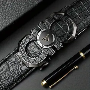 2024 New Arrivals - Luxury Square Buckle Leather Belt for Men - Business, Leisure, and Youth - High-Quality Cowhide, Automatic Buckle, Stylish and Versatile Accessory