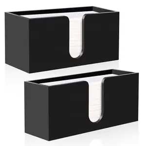 2Pack Black Countertop Paper Towel Dispenser Wood Paper Towel Holder for Bathroom Kitchen Clear Napkin Holder Fits Z-fold C-fold MultiFold Trifold Paper Towels