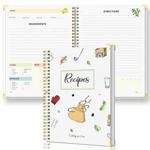 Recipe Journal Notebook, Spiral Bound Cooking Log Book, Record Recipes, Ingredients, Steps, Notes, Meal Reviews, Kitchen Recipe Organizer