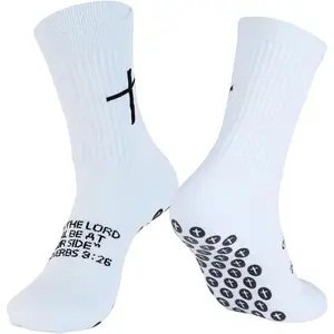 Cross Grip Soccer Socks, Non-Slip Grips Sports Sock, Athletic Breathable Thickened Stockings for Football Basketball Volleyball Pilate Golf, Outdoor Activity for  6-13