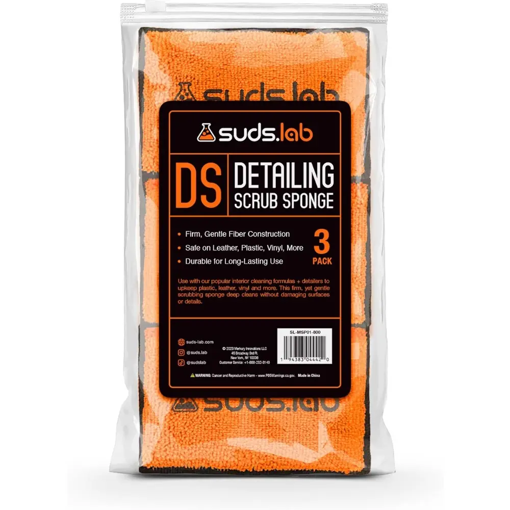 Microfiber Detailing Scrub Pad 3 Pack-Car Interior Cleaning & Detailing Microfiber Scrub Pads-Set of 3-Safe On Leather, Vinyl, Plastic, Etc.