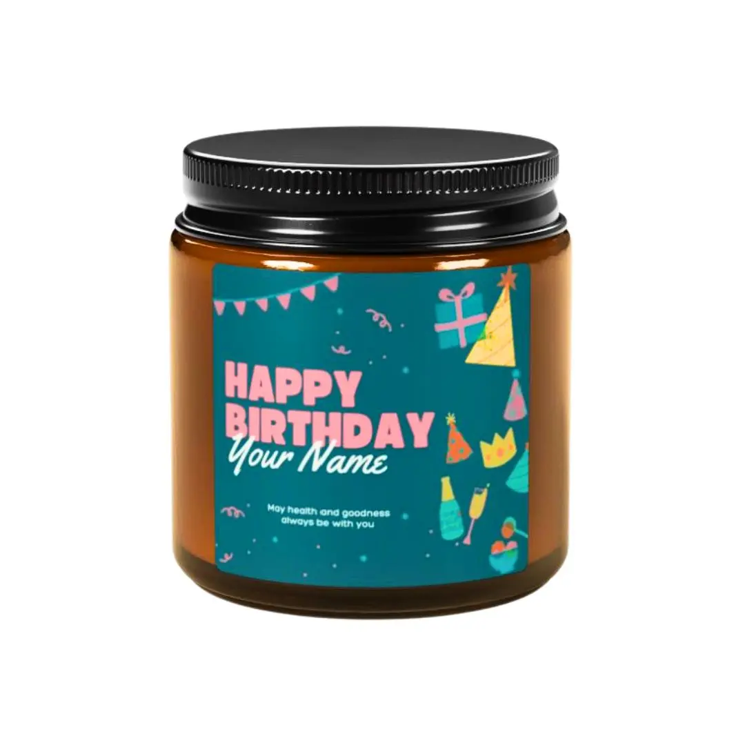 Personalized Scented Soy Candle – Custom Name, Birthday & Anniversary Gift, Handmade, Multi-Size Amber Jar Decor Decoration Perfume Aroma