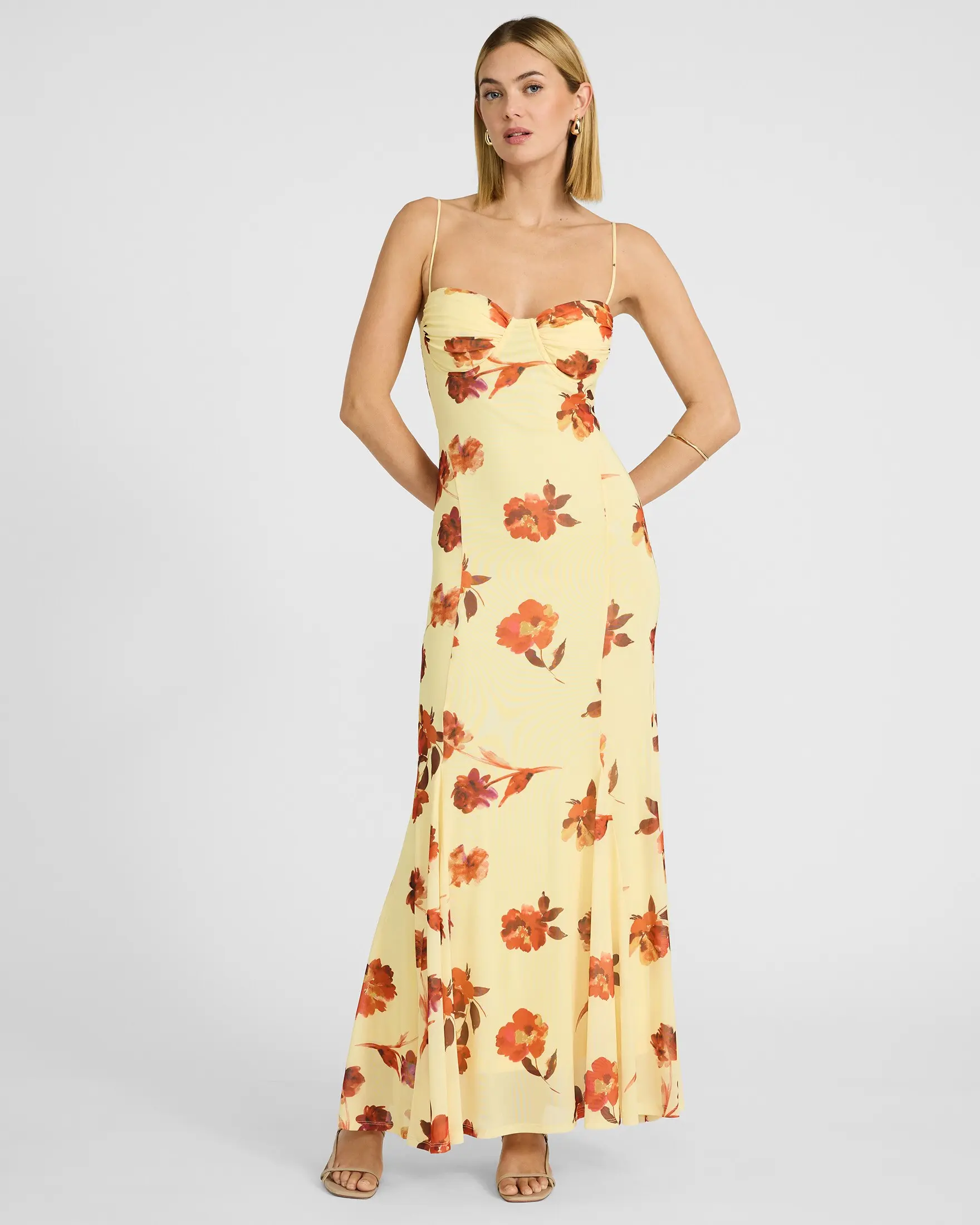 chinese dress ladies Brown Multi Floral Print Cotton Maxi Dress - All Dresses main image 0