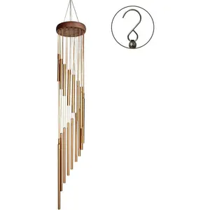 Rotating Multi Tube Metal Pine Wood Aluminum Tube Wind Chime Creative Home Hanging Decor Ornament