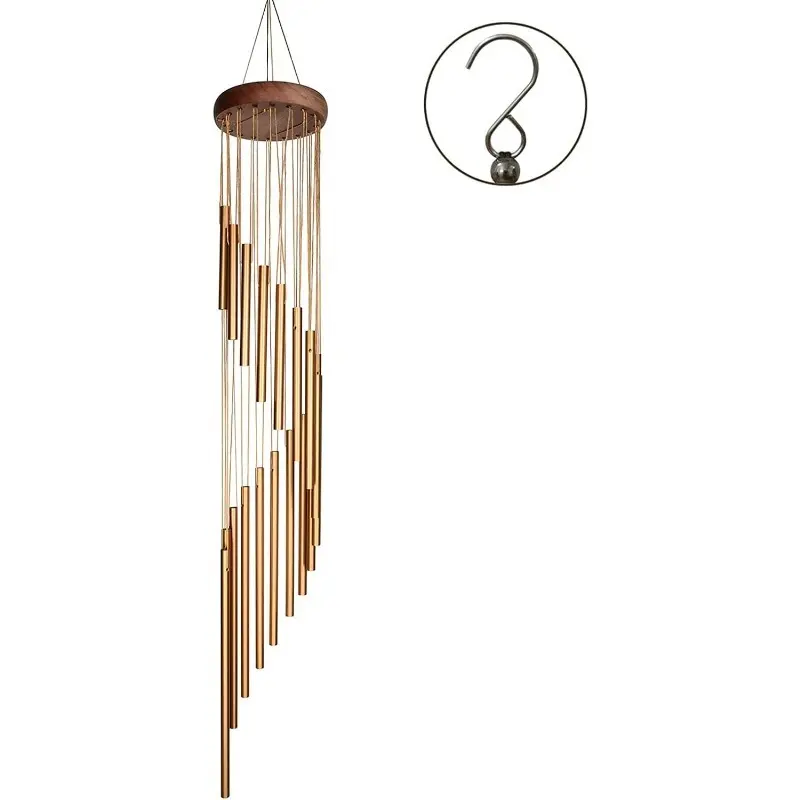 Rotating Multi Tube Metal Pine Wood Aluminum Tube Wind Chime Creative Home Hanging Decor Ornament