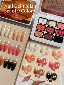 Jillradia 9 Colors Patting Glue Smudge Canned High Saturation Popular Semi-Solid Nail Polish Glue Women's Salon Manicure DIY