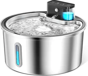 Water Fountain Stainless Steel - 3.2L/108oz Cordless Pet Water Fountain  Operated  Water Dispenser Ultra Silent Rechargeable Water Fountains for Cats and Dogs