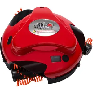 Automatic Grill Cleaning Robot with Nylon Brushes, Electric BBQ Cleaner Brush with Motorized Power, Cordless Rechargeable Grill  for Outdoor Grills (Red)