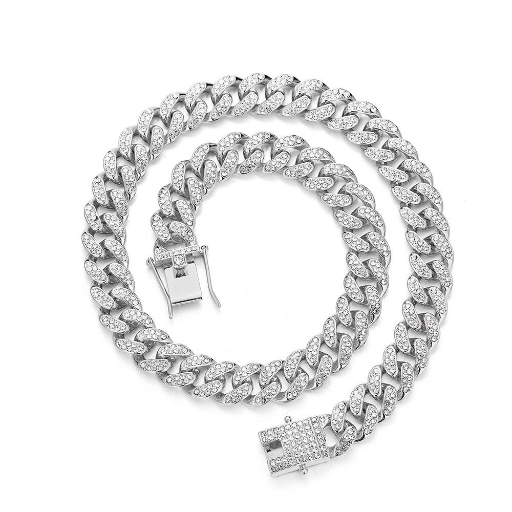 12mm Iced Out Cuban Link Necklace for Men - Hip Hop Bling Jewelry with Dragon Clasp, Geometric Links, Metal Coating, Daily Wear Gift for Boyfriend
