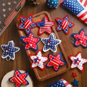 18 Pcs Patriotic 4th of July Felt Star Ornaments, 3.14 Inch Red Blue White Hanging Stars, 250th Anniversary Tree Decorations for Memorial Day Independence Day Party Home Decor