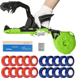 Plant Tying Machine, Lightweight Plant Tying Tape Tool to Tie Up Vine Quickly, Plant Tie Tapener Gun with Tapes and Staples Green