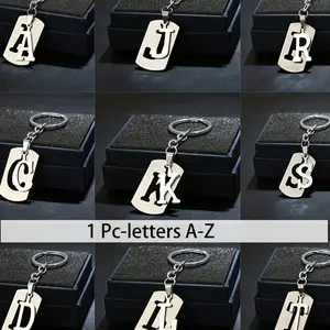 English Alphabet A-Z Pendant Keychain, Letter Keyring, Men's Keychain, Couple Gift Accessory, Car Key Ring, Dual Layer Keychain
