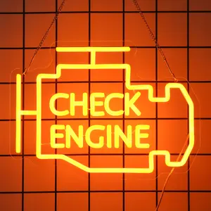 Check Engine Neon Sign Garage Decor LED Light  Dimmable USB Neon for Car Repair