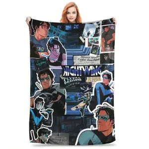 Flannel Throw Blanket Nightwing Warm Plush Blankets Soft Bedding For Bed Living Room Home Travel Couch flannel blanket