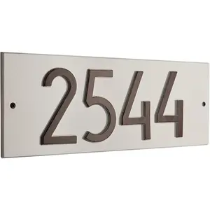 Personalized Cast Aluminum Address Plaque Custom Modern Horizontal House Number Sign, 14.5 x 5.5 inch Rectangle