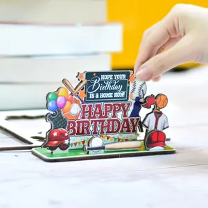 Baseball Gifts for Boys, Baseball Themed Birthday Gifts with Seal and Envelope, Baseballs Gift Table Decorations, Wooden Table Sign