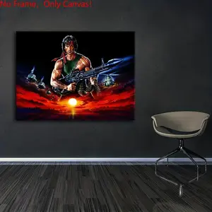 1 piece/set frameless canvas painting print poster, Classic Movie scenes Poster art，Rambo Movie Poster， a perfect gift for Movie loves, ideal gift for bedroom, living room, dorm hallway, kitchen, mural, wall decoration, room decor