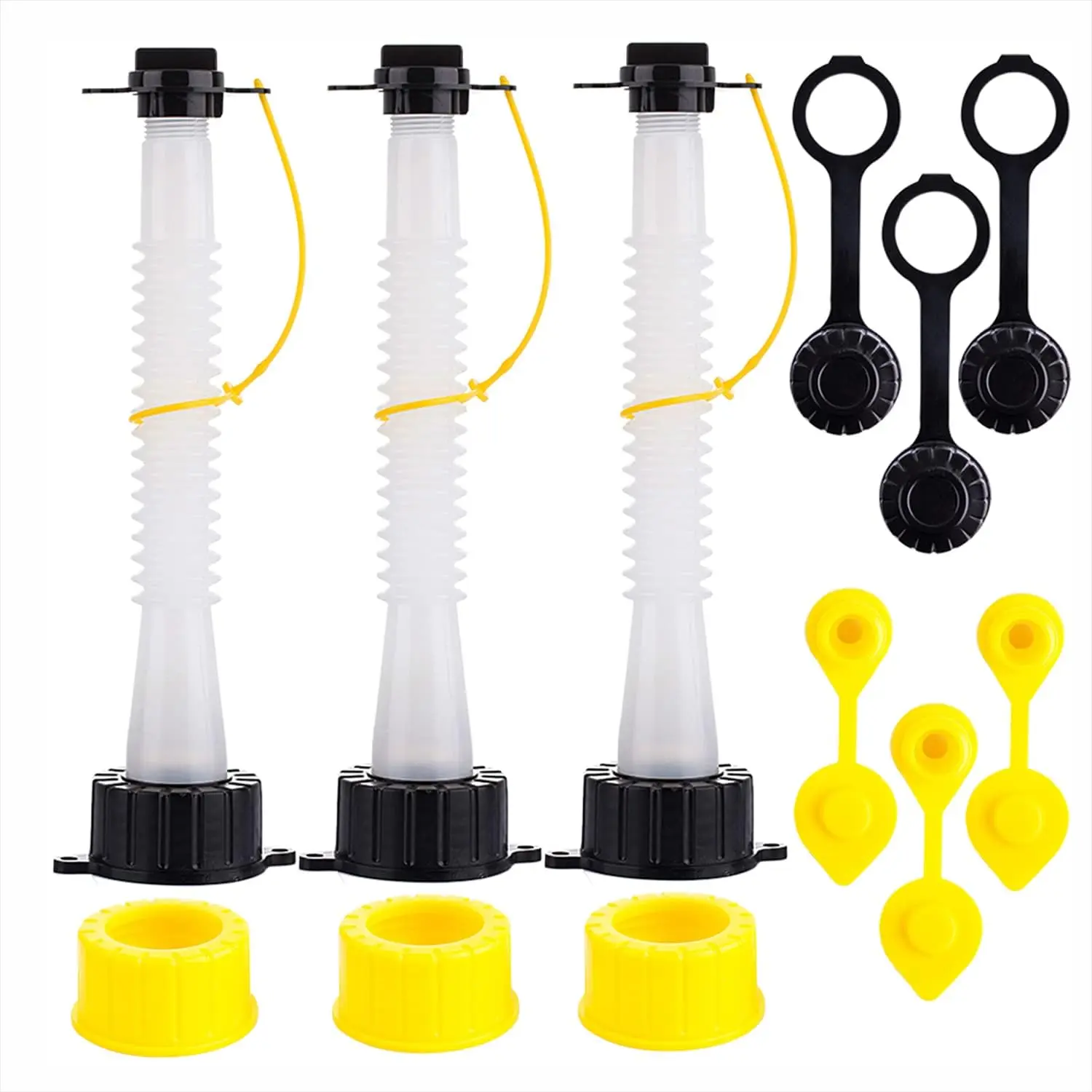 3 Gas Can Spout Replacement Kit with Improved Design Flexible Pour Nozzle Kit Gasket Stopper Vent Cap Collar Caps for Old Style Water Gas Container Automotive Vehicle Tool Repair Toolkit