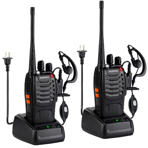 BaoFeng 888S Rechargeable UHF Walkie Talkie (2-Pack) - Portable Handheld Two-Way Wireless Communication Audio Device with Button Control, Flashlight, Lithium Battery Charging, Comes with Headset, Suitable for Outdoors, Engineering, Children's Gift.