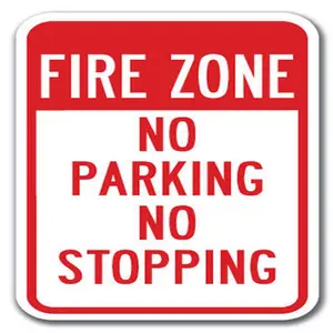SignMission  12 x 18 in. No Stopping or Standing-Fire Zone No Parking No Stopping Heavy Gauge Aluminum Sign
