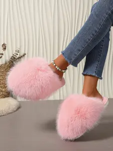 Women's Plush Slippers, Soft Fuzzy Interior Design, Warm Comfortable Winter Home Shoes, Fall & Winter Casual Footwear