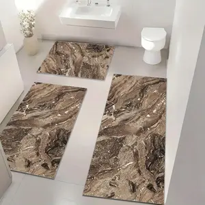 Marble Pattern Bathroom Mat, 3 Counts/set Non-slip Bathroom Mat, Soft Shower  Non-slip Foot Mat for Hotel  Home Bathroom Dormitory