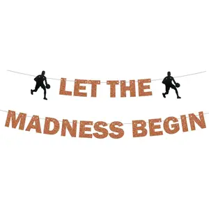 Basketball Theme Banner - Let The Madness Begin - College Basketball Banner for Indoor Outdoor Basketball Theme Party Supplies