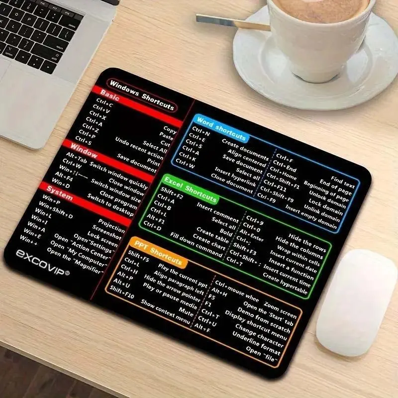Computer Function Shortcut Key Mouse Pad, Non-slip Rubber Mouse Pad, Office Software Office for Word Excel PPT Shortcut Key Mouse Pad, Universal Mouse Pad, Shortcuts Mouse Pad, Non Slip Mousepad