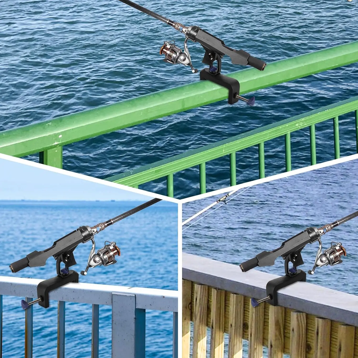 2 Pack Fishing Boat Rods Holder, 360 Rotation Adjustable Fishing Rods ...