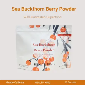HEALTH KING Sea Buckthorn Berry Powder tea  | Superfood with Omega-7, Vitamin C & E, Immune & Glowing Skin Support, 28 On-the-Go Sticks Tea