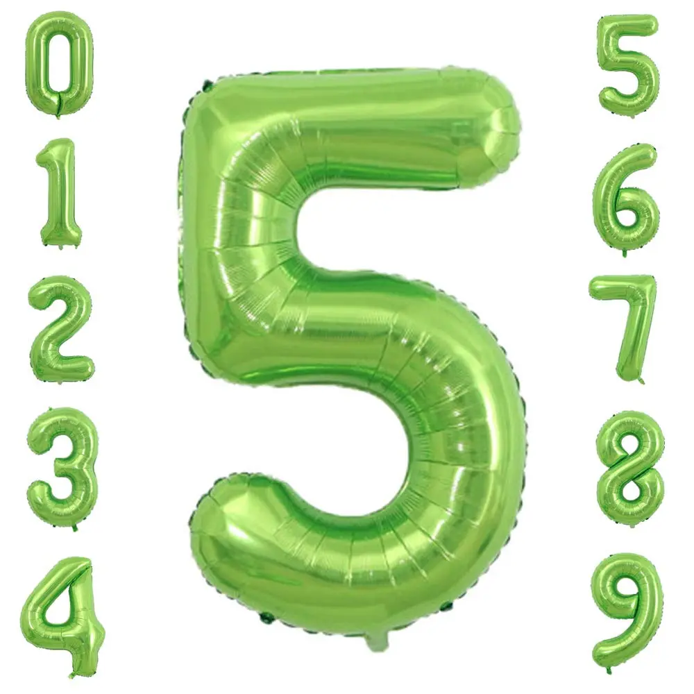 Green Number 5 Giant Foil Birthday Balloon - 40 Inch