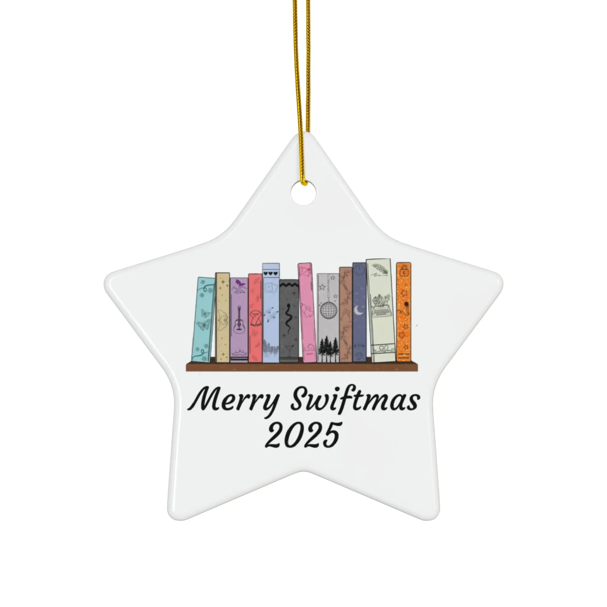 Taylor Albums as Books, Merry Swiftmas 2025, Star Ceramic Decor, Holiday Gift, Christmas Tree Decoration, Swift