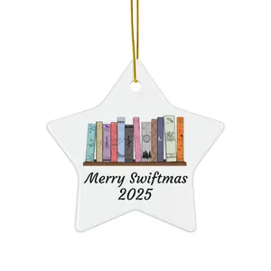 Taylor Albums as Books, Merry Swiftmas 2025, Star Ceramic Decor, Holiday Gift, Christmas Tree Decoration, Swift
