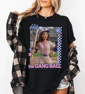 Hit the Dang Ball Baseball Mom T-Shirt, Game Day Softball Tee, Distressed Doll Face Meme Shirt, Hit the Dang Ball Shirt