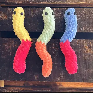 Gummy Worms Crochet Plushie Colors Trollies - Handmade Stuffed Toy with Yarn, Poly-fil, Safety Eyes, and Flexi Tubes